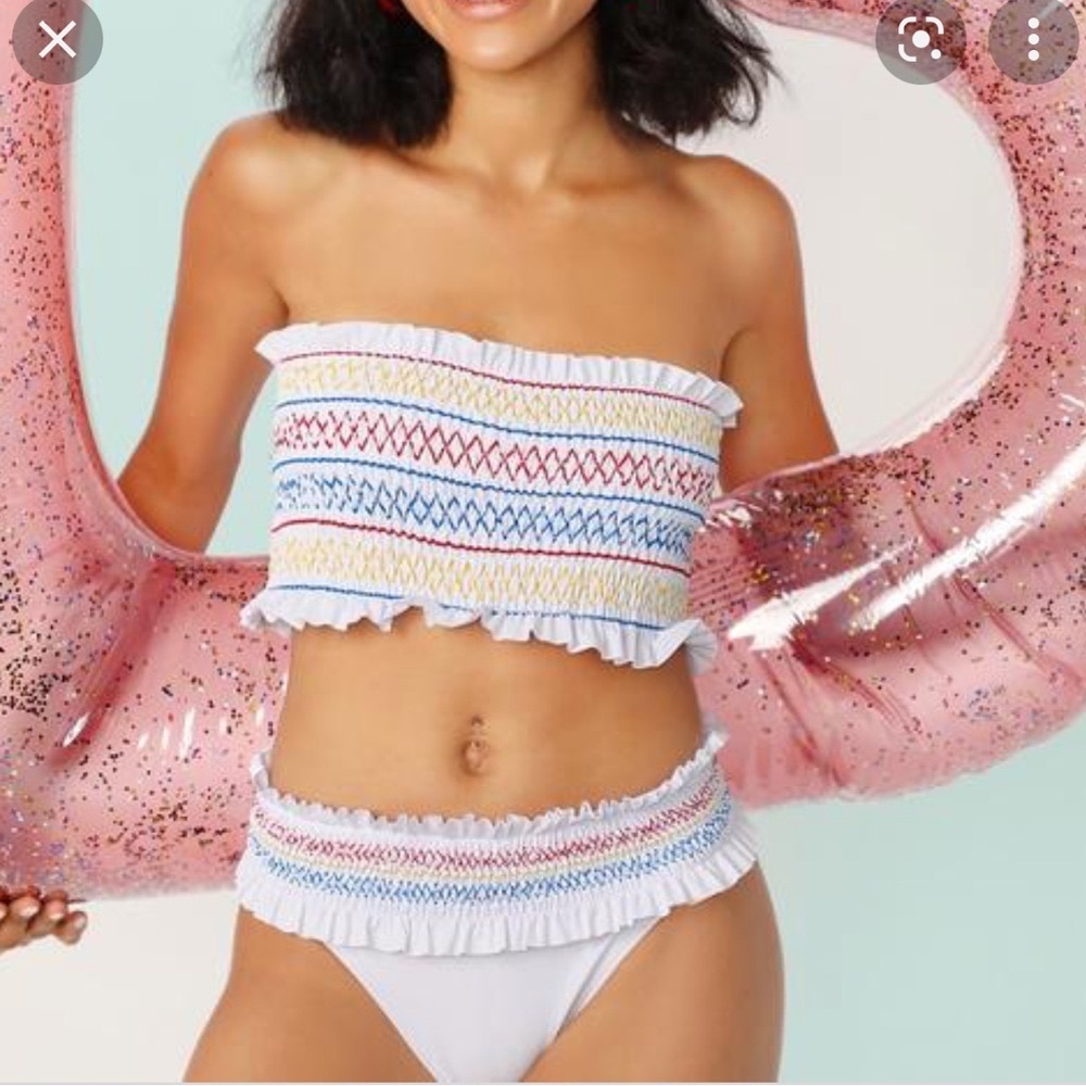 White Smocked Bandeau Bikini